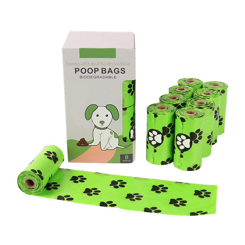 Custom Compostable Cornstarch EPI dog waste poop bags with handles